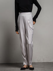 エステルダブルクロス　タックテーパードパンツ