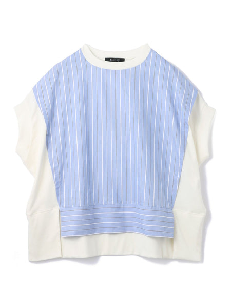 《予約》【機能するミニマル服】ストライプ切替プルオーバー　《接触冷感/吸水速乾/UVカット》