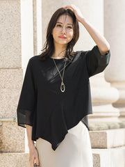 オーガンジーアシメヘムカットソー≪UVカット≫