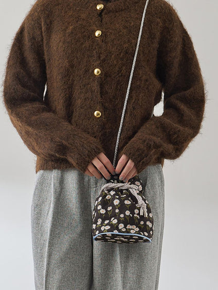 ジャガード巾着ミニバッグ