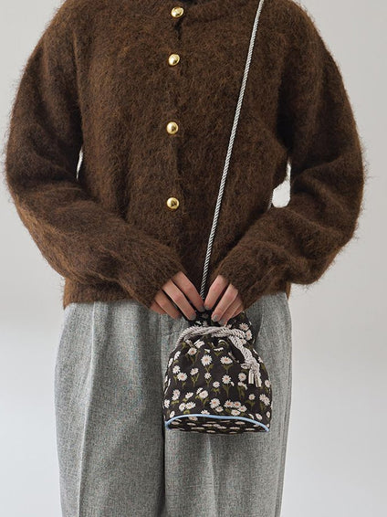 ジャガード巾着ミニバッグ