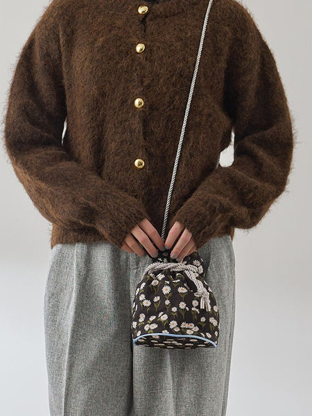 ジャガード巾着ミニバッグ