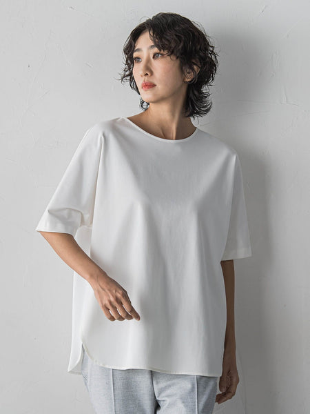 バックサテン切り替えスムースカットソー