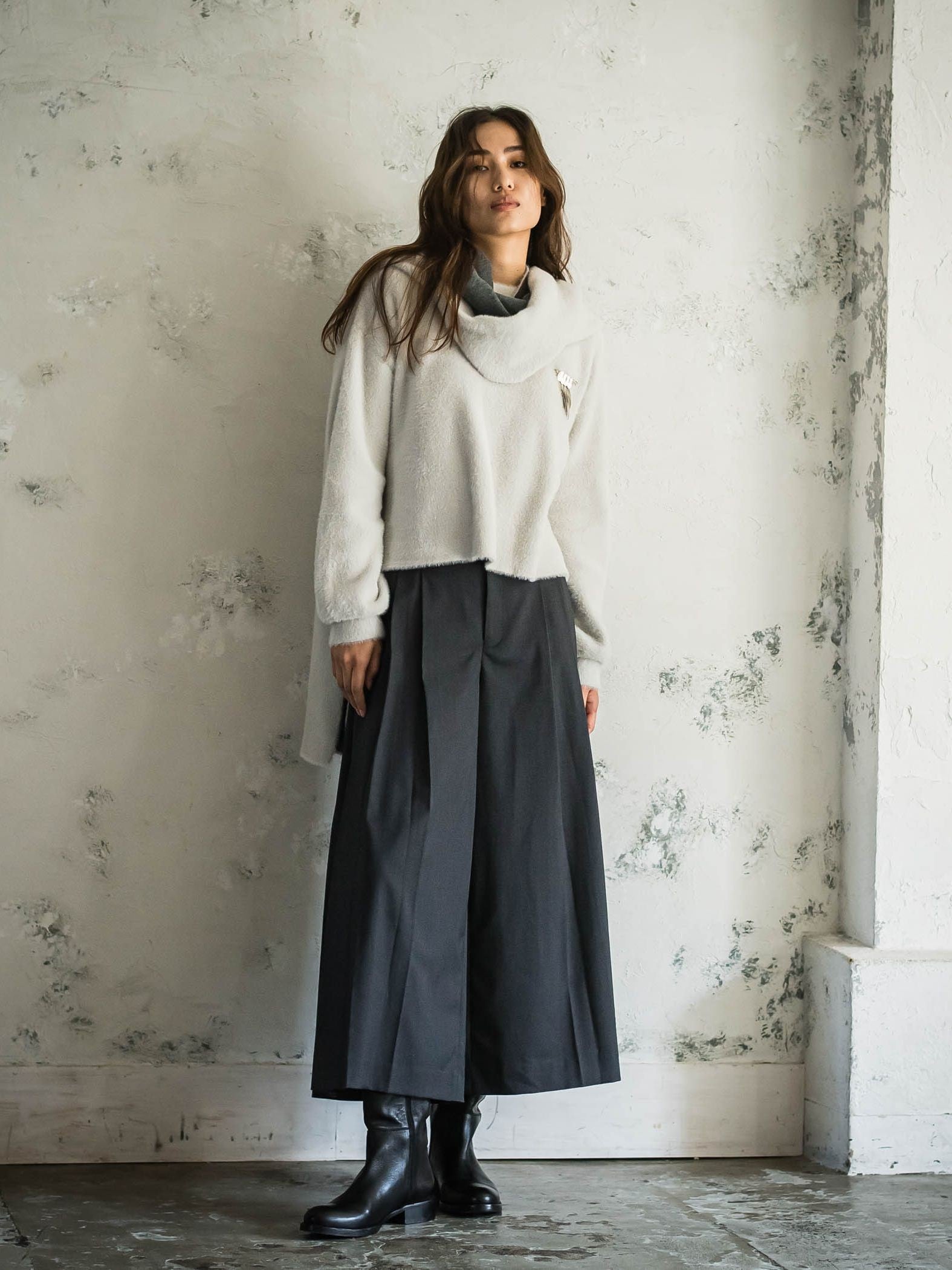 フェザーヤーンWフェイスフーディニットストール≪手洗い可能≫