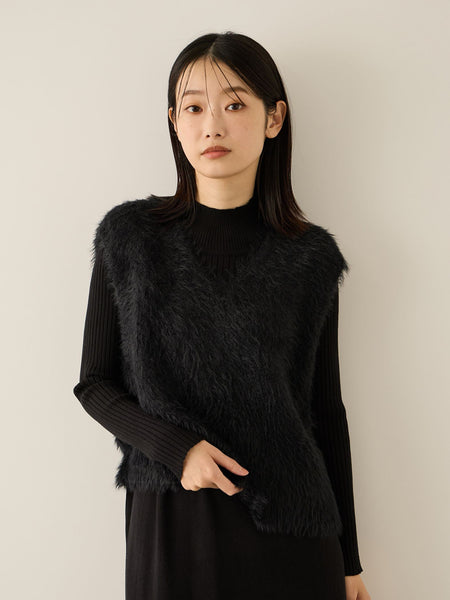 シャギーニットベストアンサンブルワンピース≪手洗い可能≫