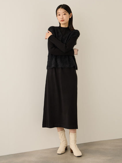 シャギーニットベストアンサンブルワンピース≪手洗い可能≫