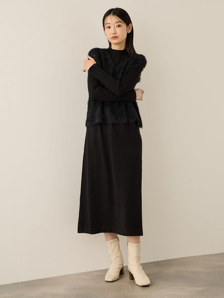 シャギーニットベストアンサンブルワンピース≪手洗い可能≫