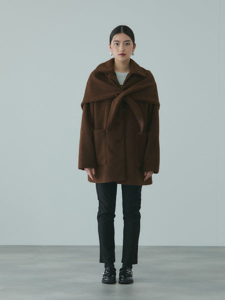 ショール付きスライバーニットコート