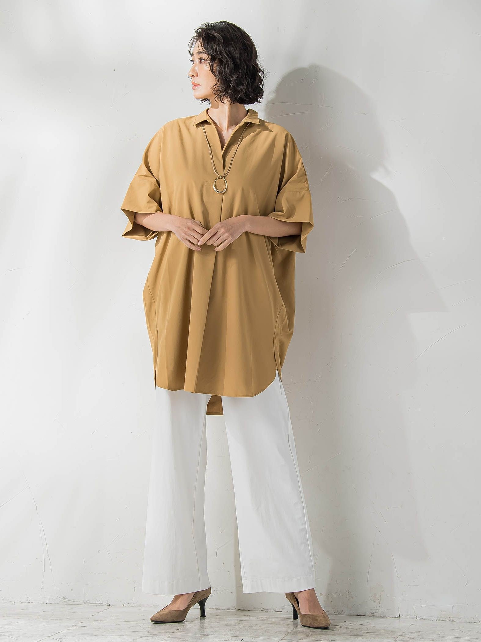 【WEB限定】チュニックシャツ≪手洗い可能≫