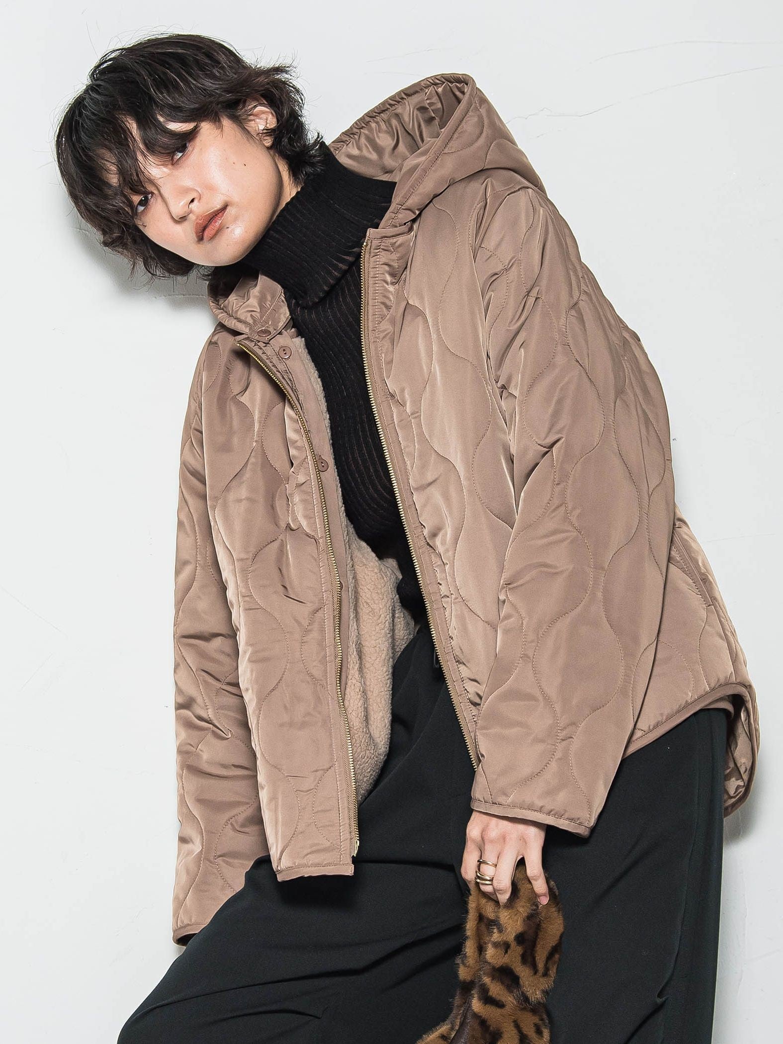 【WEB限定】4WAYキルティング×ボアブルゾン≪手洗い可能≫