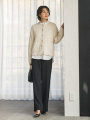 【大きいサイズ】ハイストレッチカルゼワイドパンツ