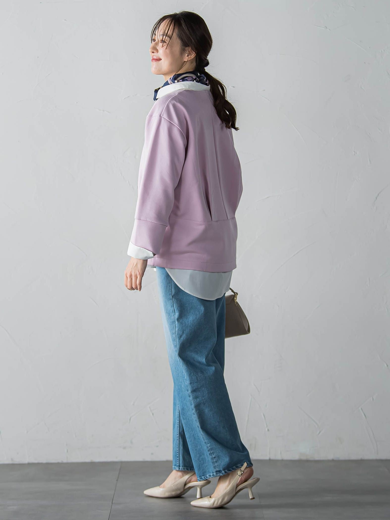 【WEB限定】《暖色美》裏起毛Vネックトップス≪手洗い≫