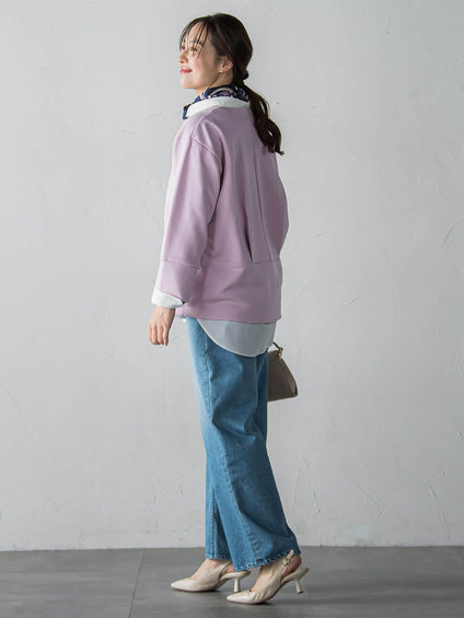 【WEB限定】《暖色美》裏起毛Vネックトップス≪手洗い≫