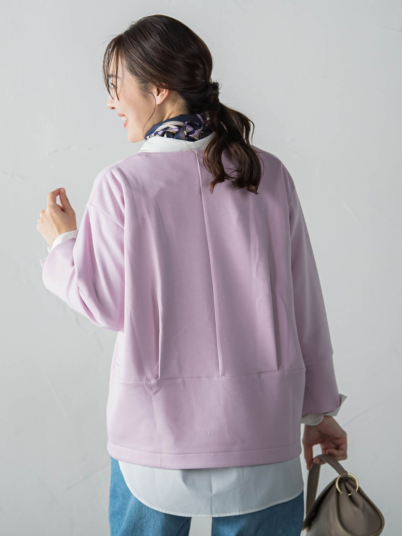 【WEB限定】《暖色美》裏起毛Vネックトップス≪手洗い≫