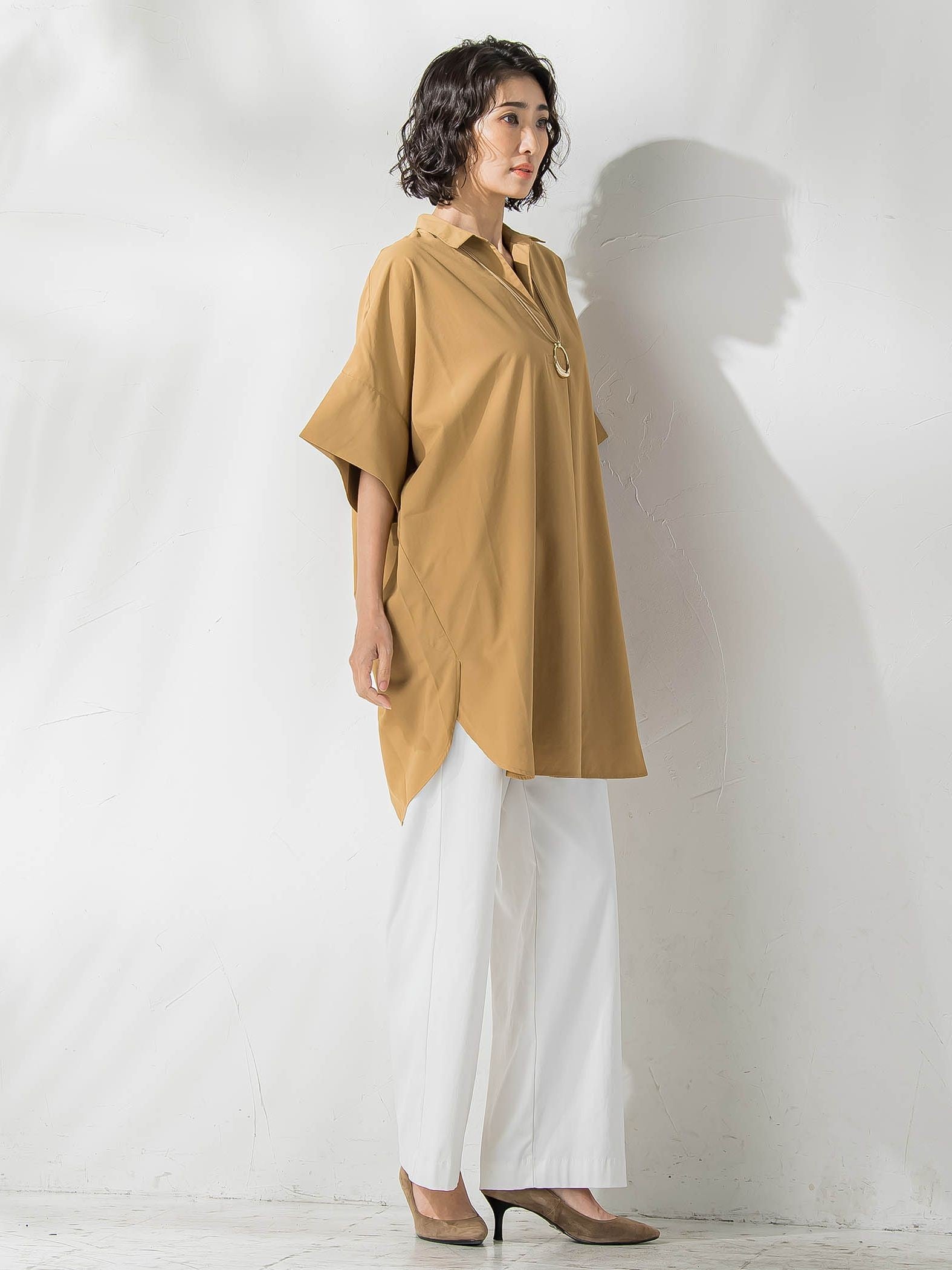 【WEB限定】チュニックシャツ≪手洗い可能≫