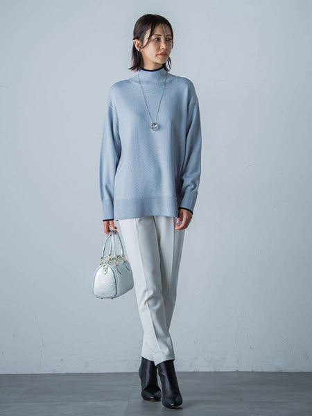 quaranciel:〈手洗い可能〉ハイネック プルオーバー ＆ Aライン ワンピース レイヤード ニット セット