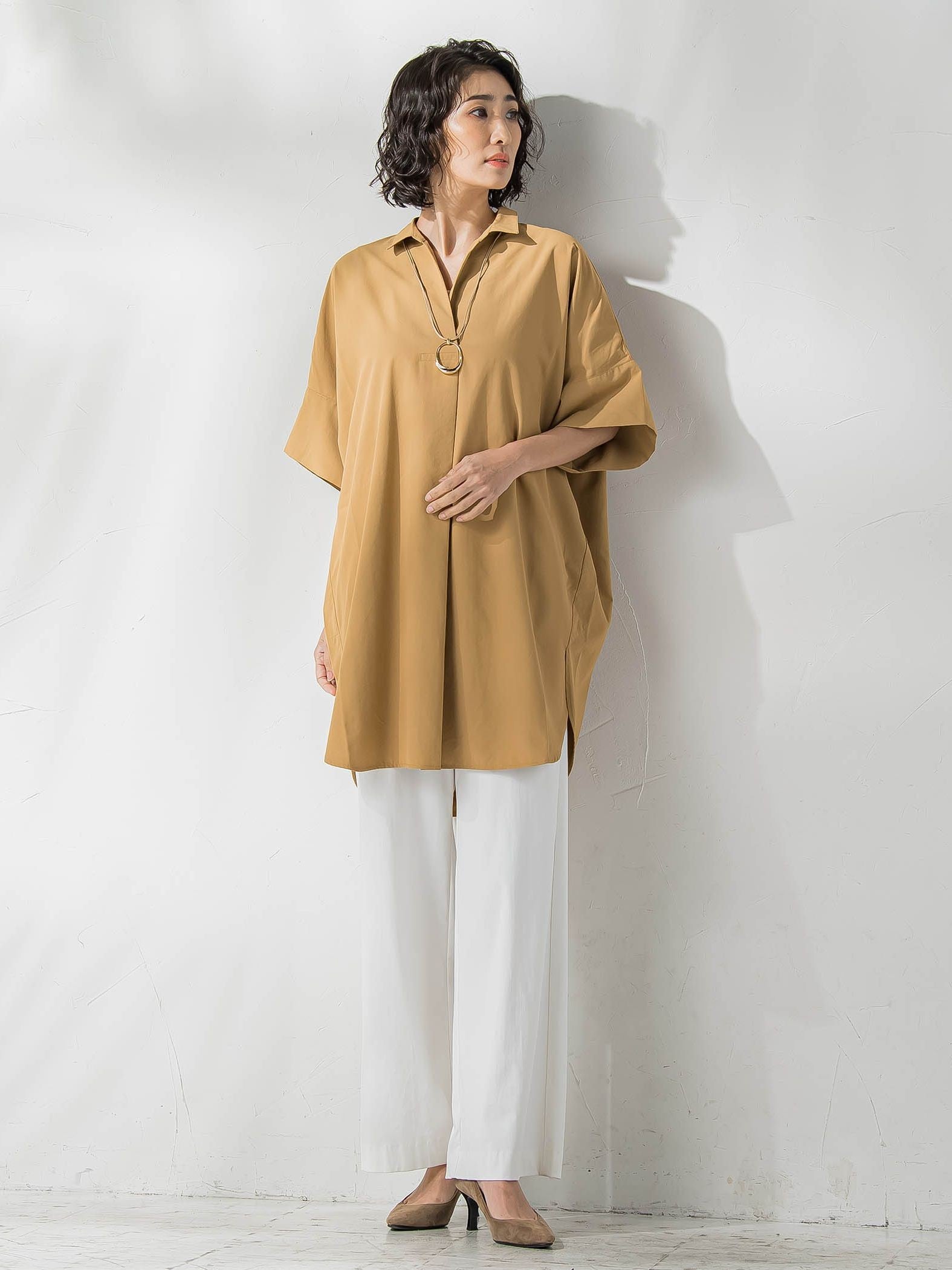 【WEB限定】チュニックシャツ≪手洗い可能≫