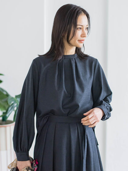 ウールブレンドストレッチブラウス≪セットアップ対応/手洗い可能≫