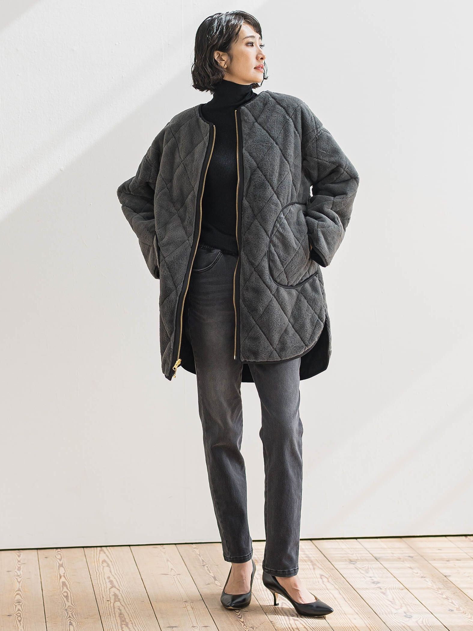 【WEB限定】”楽暖”あったか裏起毛スキニーデニム≪洗濯機で洗える≫