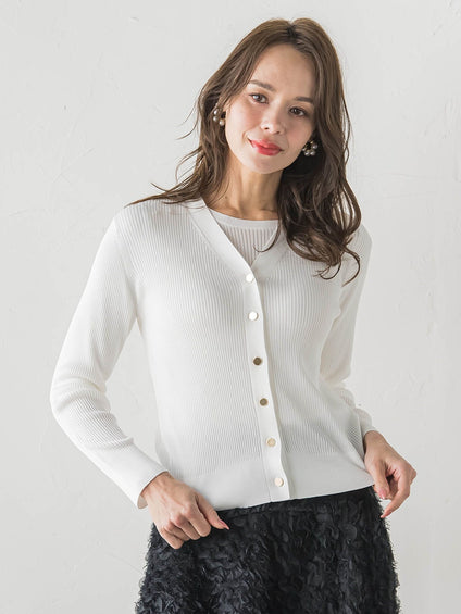 LUCINDAリブニットVカーディガン