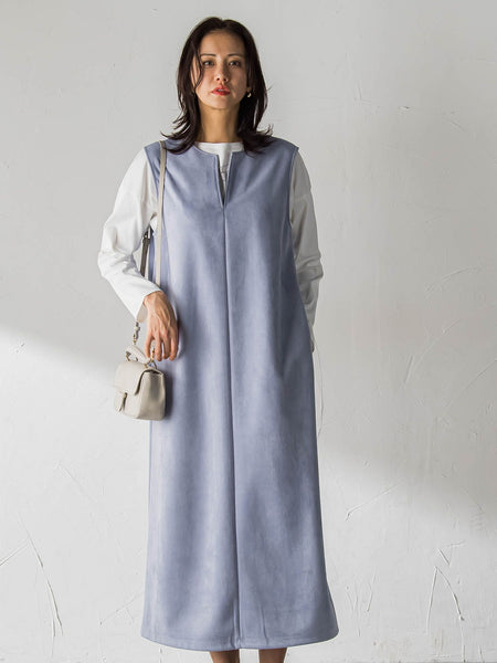 【WEB限定】フェイクスエードワンピース≪洗える≫