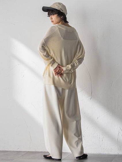 【新色追加】Vネックコクーンニットプルオーバー≪手洗い可能≫