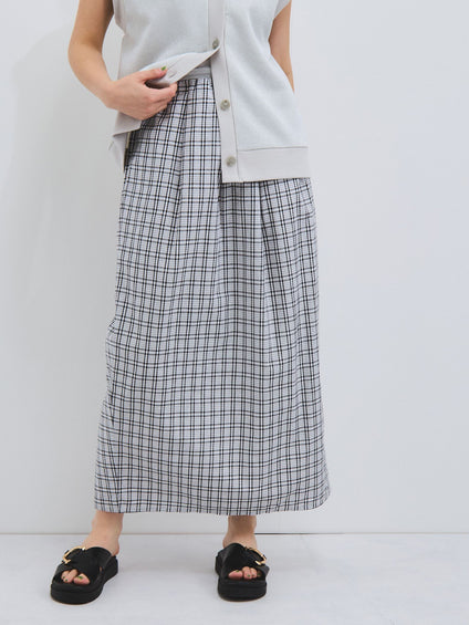 フロントタックチェックスカート≪手洗い可能≫
