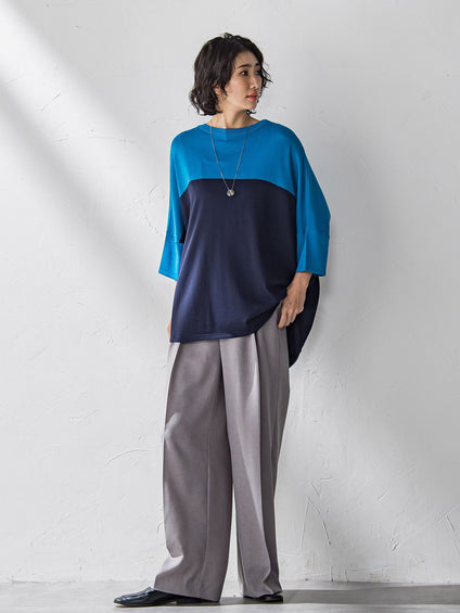 【WEB限定】バイカラーニット≪手洗い可能≫