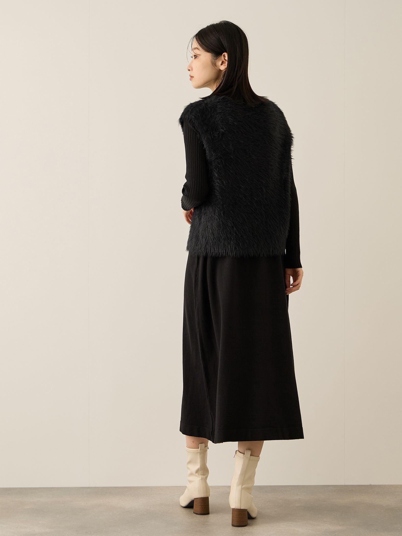 シャギーニットベストアンサンブルワンピース≪手洗い可能≫