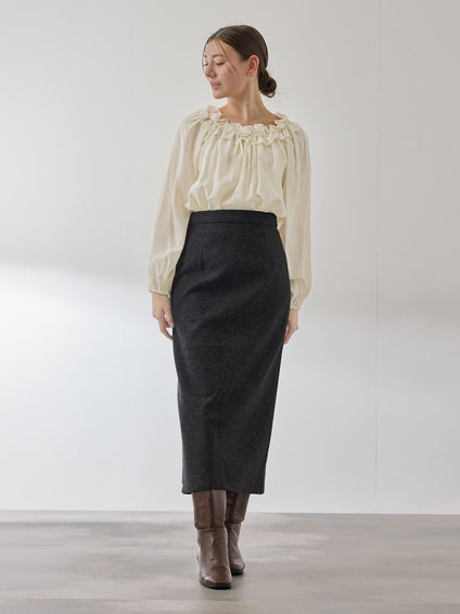 フリルカラーナローリボンブラウス≪手洗い可能≫