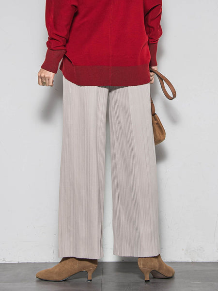 【WEB限定】裏起毛プリーツパンツ≪手洗い可能≫