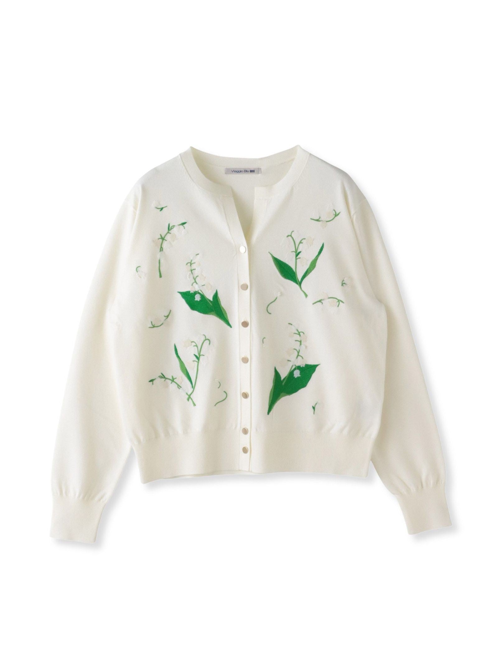 スズラン刺繍ニットカーディガン