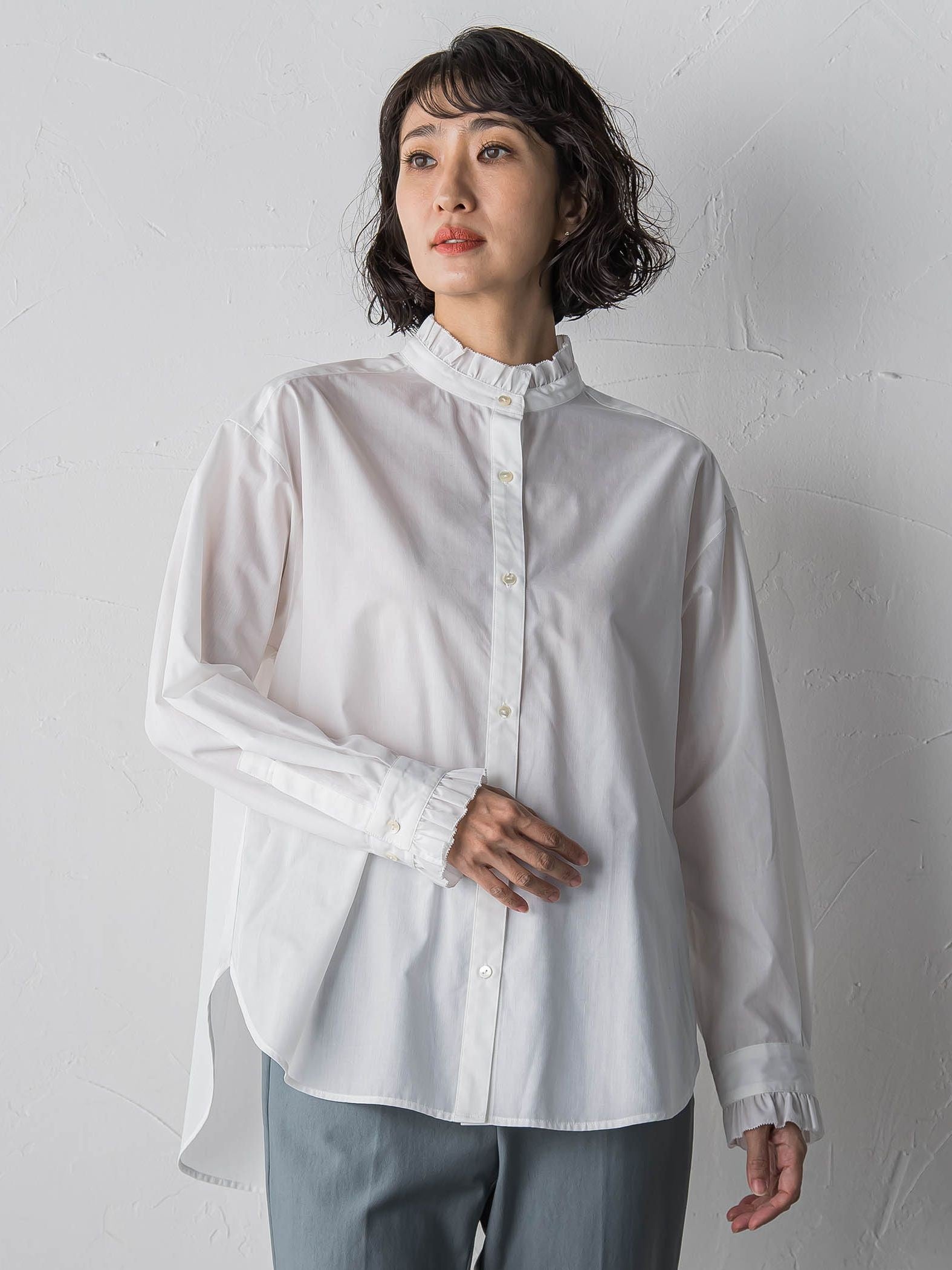 【大きいサイズ】ネックフリルブラウス