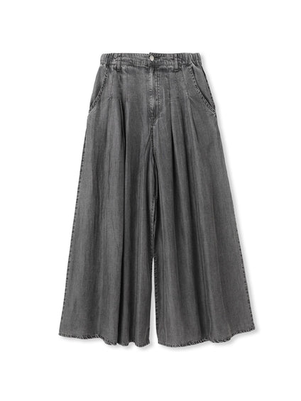 バイオシルクデニムフレアパンツ≪洗濯機で洗える/セットアップ対応≫