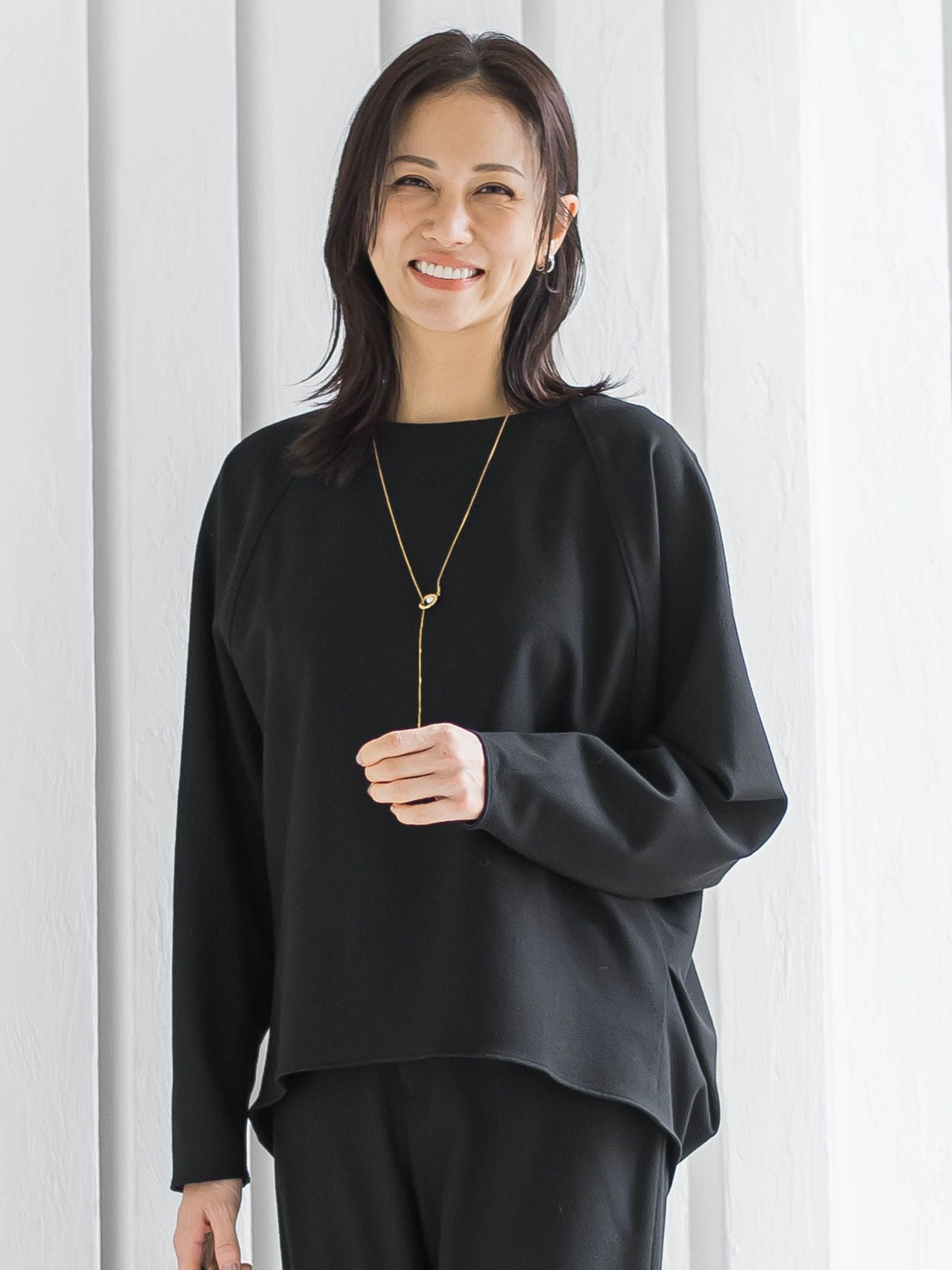 両面起毛ドロップショルダーブラウス≪洗える/セットアップ対応≫