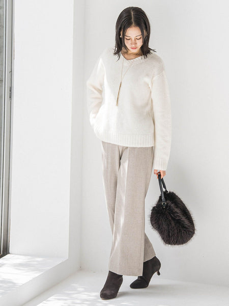 スパンコールラメVネックニット≪洗える≫