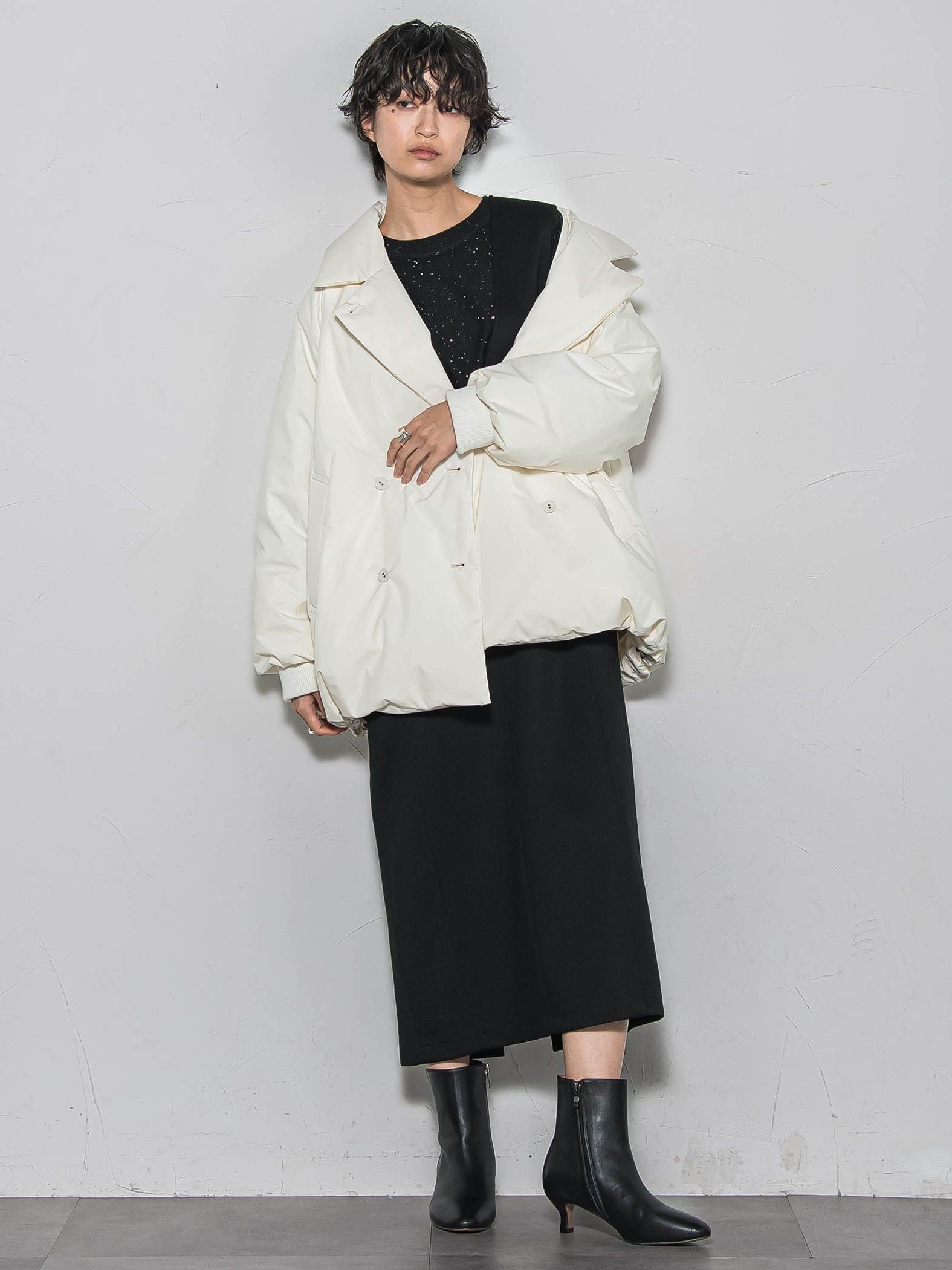 ミニスパンコールクルーネックニット≪手洗い可能≫