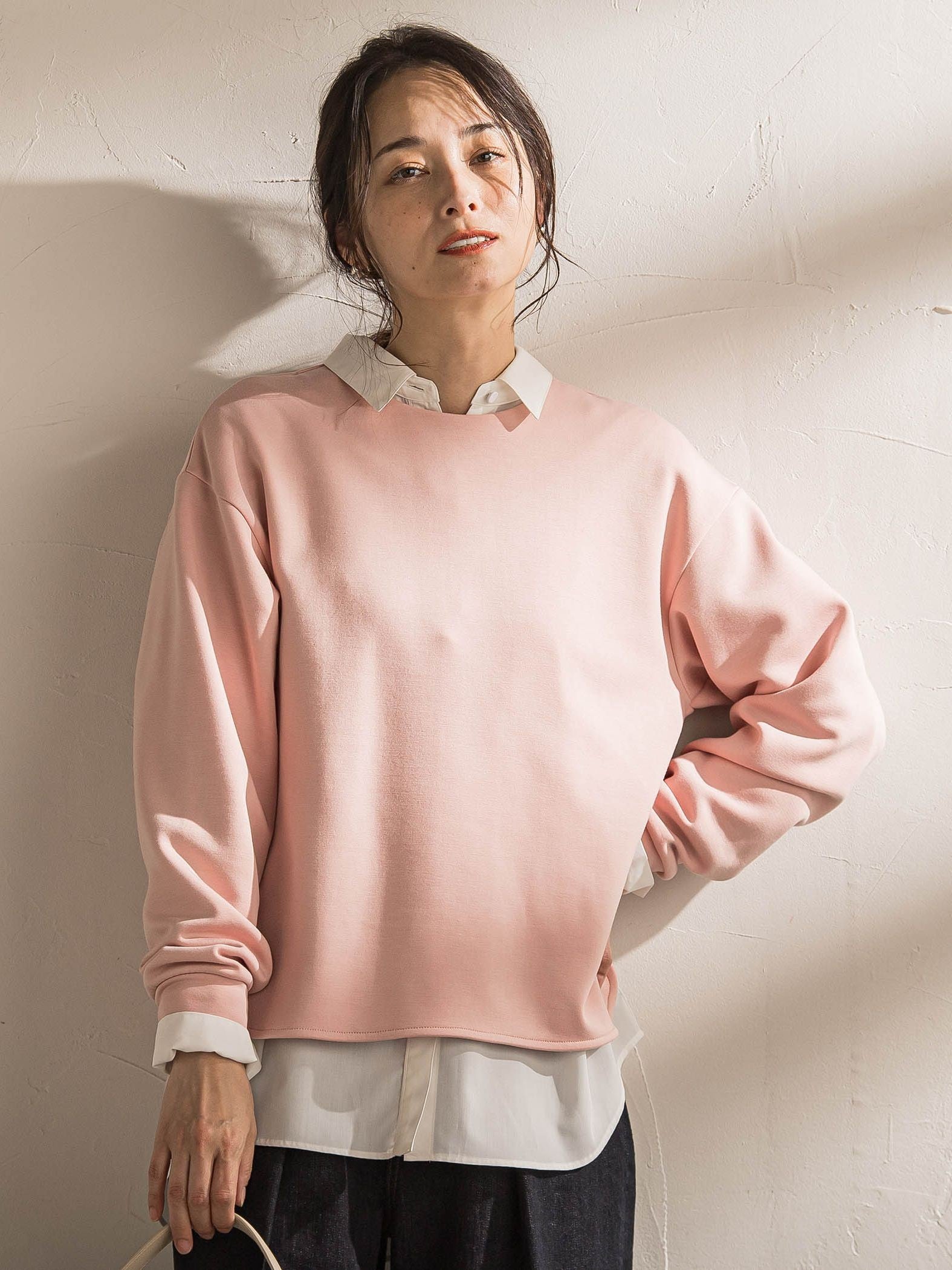 【WEB限定】《暖色美》裏起毛クルーネックトップス≪手洗い≫