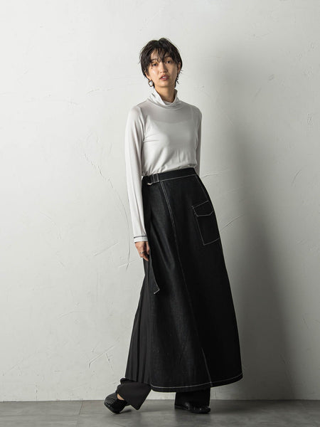 デニムバックプリーツスカート≪手洗い可能≫ | socolla  