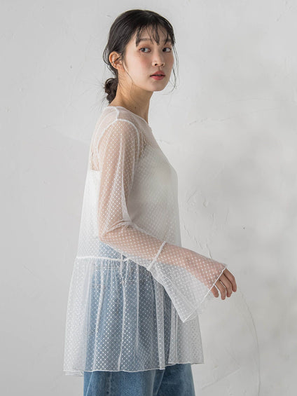 チュールドットチュニックプルオーバー≪洗濯機で洗える≫