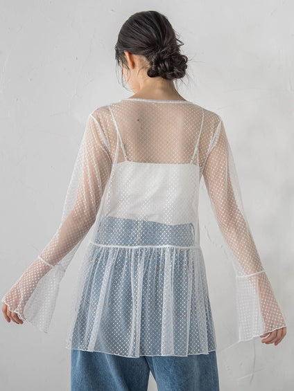 チュールドットチュニックプルオーバー≪洗濯機で洗える≫