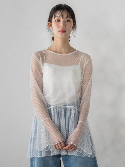 チュールドットチュニックプルオーバー≪洗濯機で洗える≫