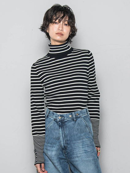 リブタートルニットプルオーバー≪手洗い可能≫