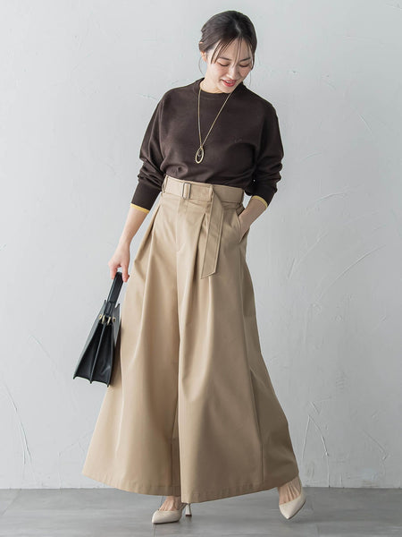 配色クルーネックニット≪洗える≫