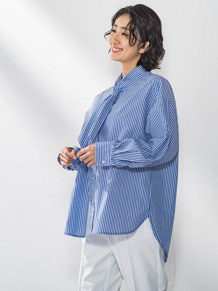 【WEB限定】ストライプブラウス≪洗濯機で洗える≫