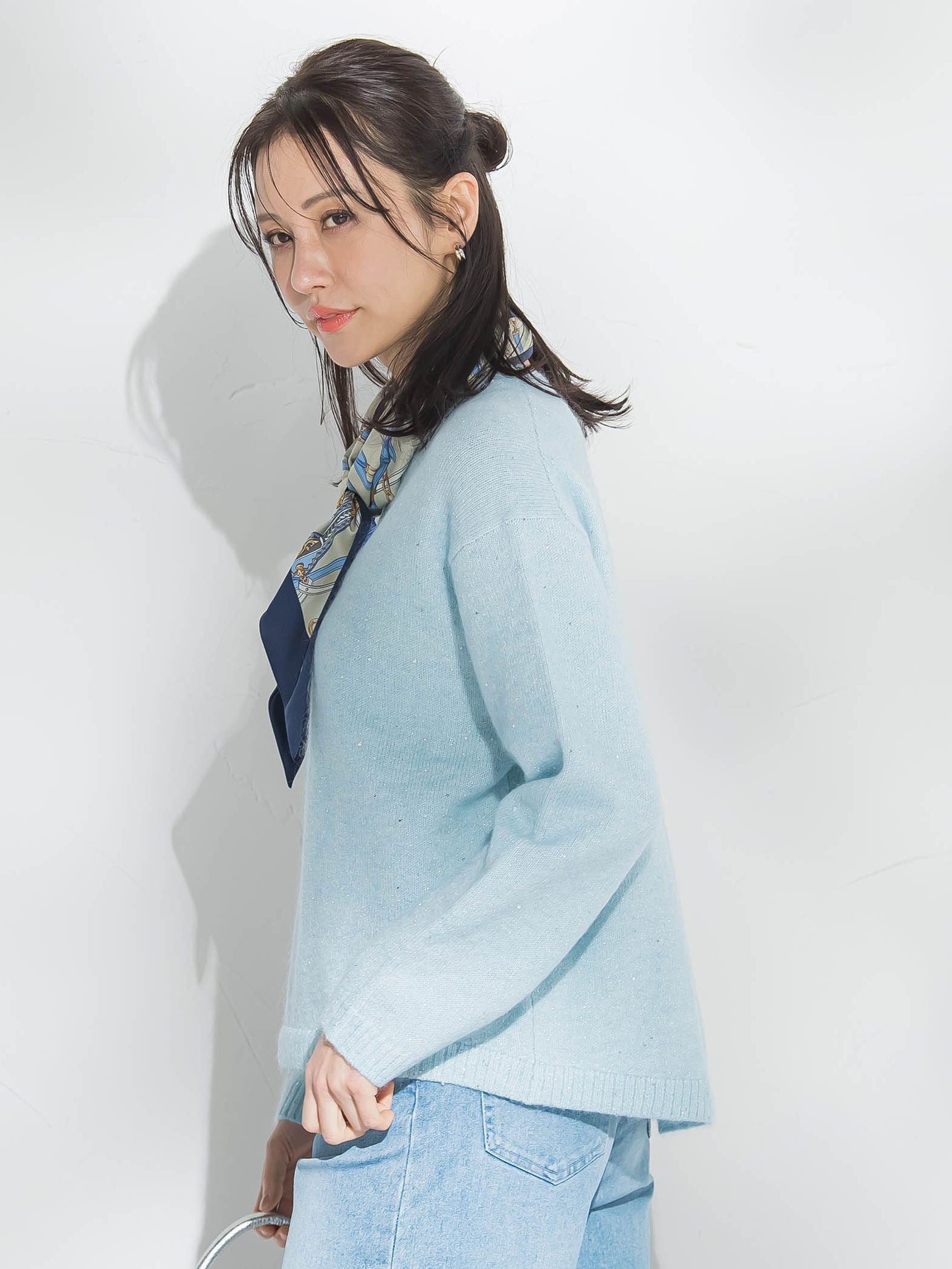 スパンコールクルーネックニット≪洗える≫