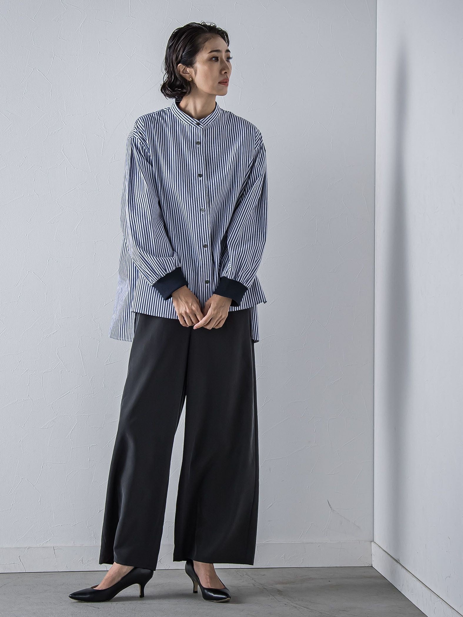 【biyori】”しっとりやわらかな風合い”ピーチポプリンリブパンツ≪洗濯機で洗える≫