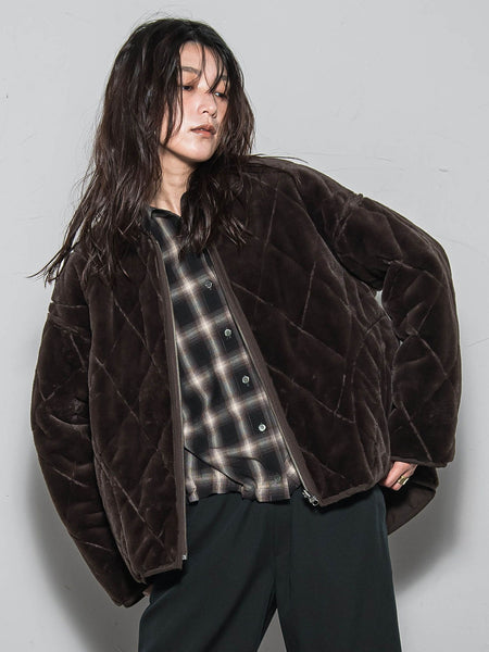 キルティング×フェイクファーリバーシブルブルゾン