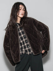 キルティング×フェイクファーリバーシブルブルゾン