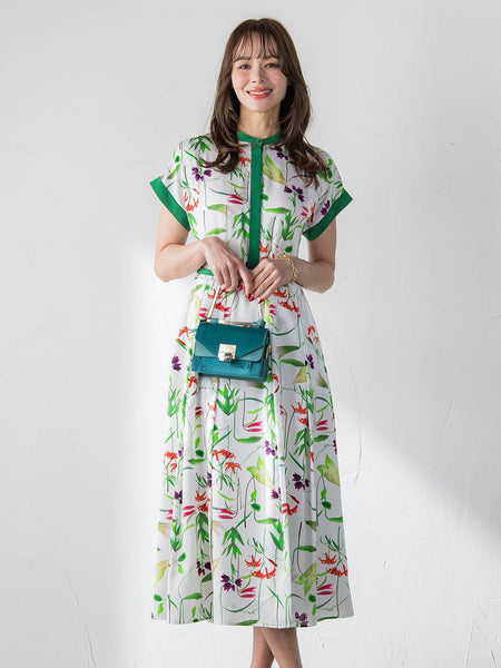 【KEITA KAWASAKI × Viaggio Bluコラボ】リリープリントワンピース